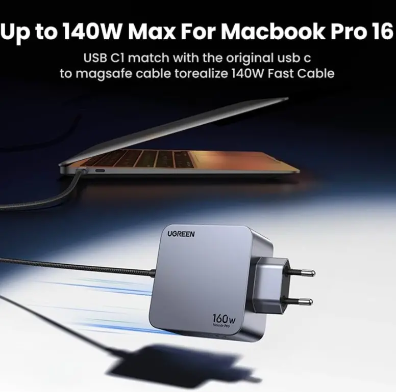 УНИВЕРСАЛНО ЗАРЯДНО УСТРОЙСТВО X763 220V 3xUSB-C 1xUSB A GaN 160W UGREEN - image 4