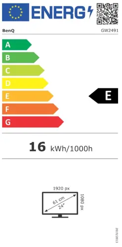 Монитор, BenQ GW2491, 23.8" 1080p FHD 100Hz Eye-Care Monitor, 23.8W WORK &  ENTERTAINMENT DISPLAY GW2491 BLACK - image 8