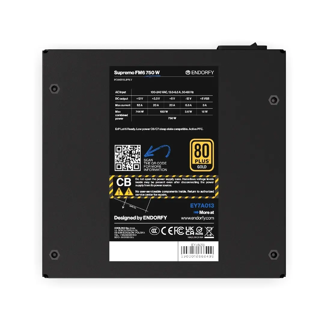 Захранващ блок Endorfy Supremo FM6 750W 80+ Gold, PCIe 5.1 - Fully Modular - image 6