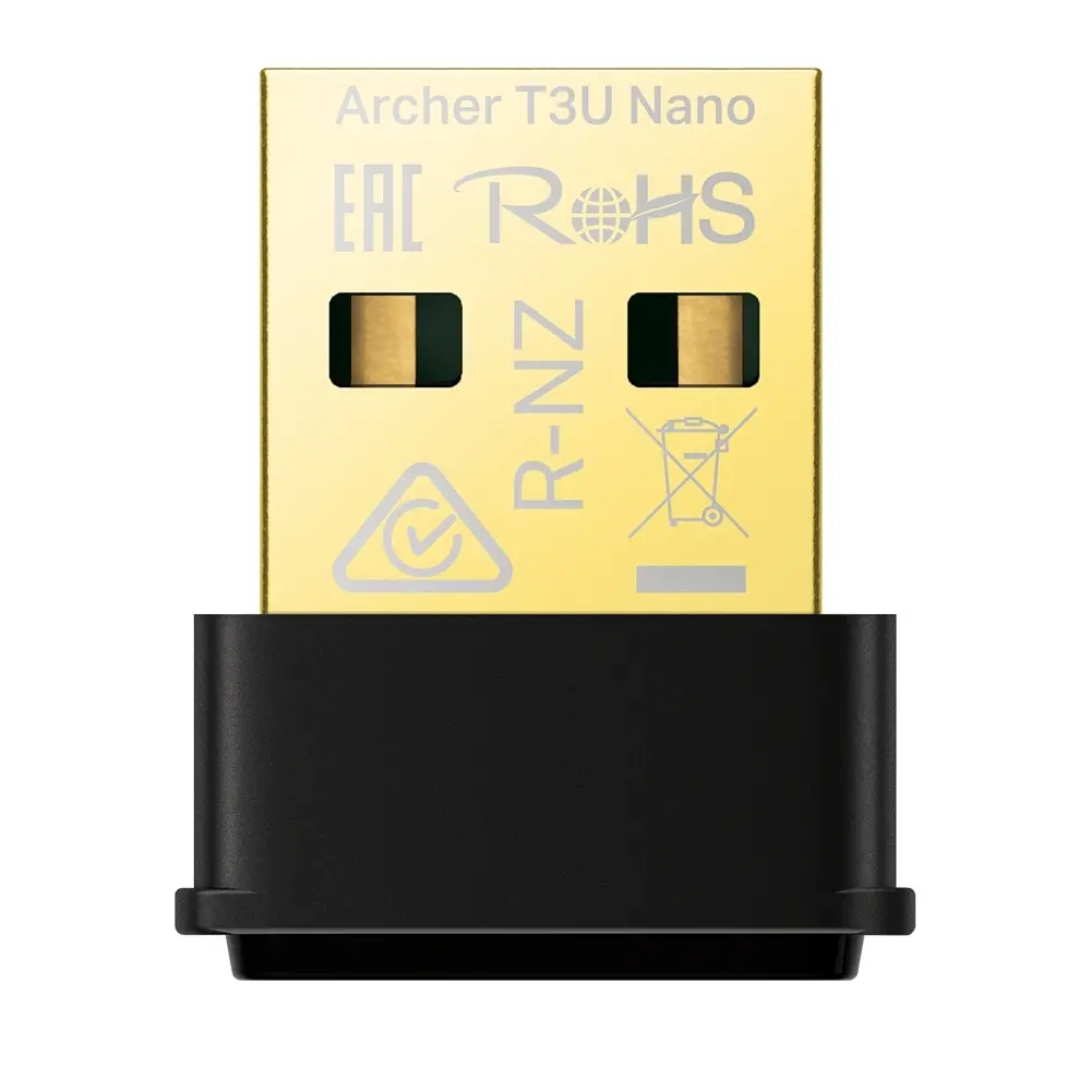 Безжичен адаптер TP-LINK Archer T3U Nano, AC1300, двулентов,USB 2.0, вгр. антена