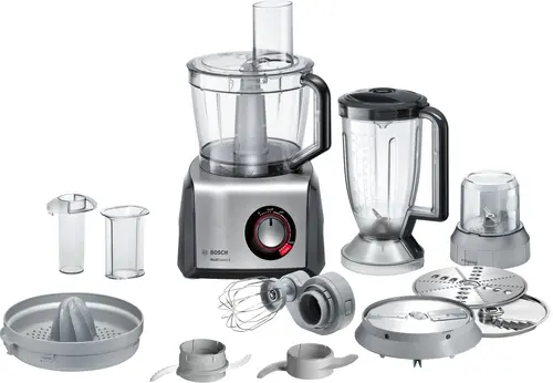 Кухненски робот, BOSCH MC812M844, Food processor, MultiTalent 8, 1250 W, add.Tritan blender, Citrus press, Dough Tool, Whisk, Black -Brushed stainless steel