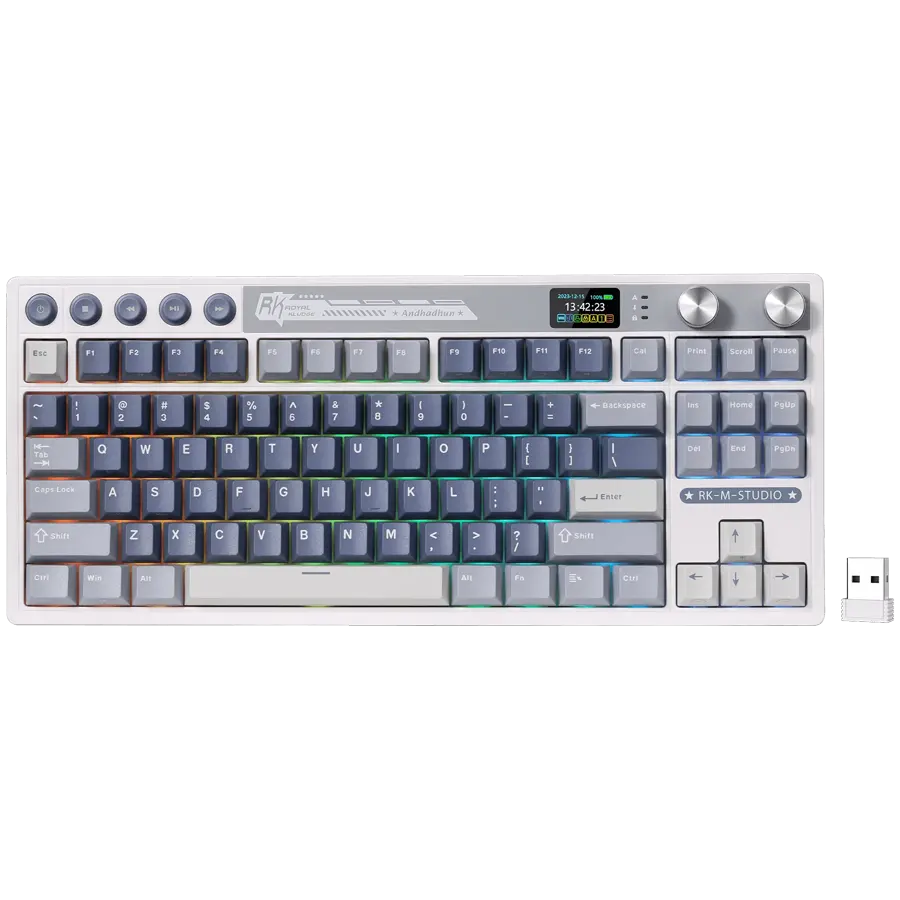 ROYAL KLUDGE RK M87 Ocean Blue Gaming Keyboard Cream switch