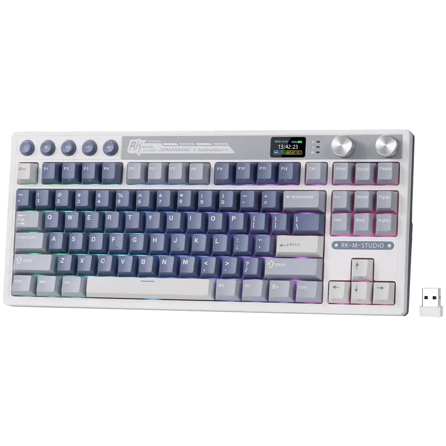 ROYAL KLUDGE RK M87 Ocean Blue Gaming Keyboard Cream switch - image 1