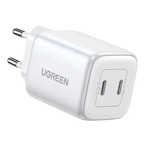 УНИВЕРСАЛНО ЗАРЯДНО CD294 220V 2xUSB-C GaN 45W PD UGREEN - БЯЛ