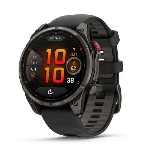 Garmin fēnix® 8 Pro – 47 мм, AMOLED - fēnix® 8 Pro – 47 mm, AMOLED, Sapphire - Carbon grey DLC titanium с Black/pebble grey силиконова каишка 010-03198-01