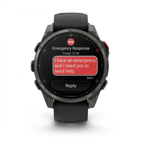 Garmin fēnix® 8 Pro – 47 мм, AMOLED - fēnix® 8 Pro – 47 mm, AMOLED, Sapphire - Carbon grey DLC titanium с Black/pebble grey силиконова каишка 010-03198-01 - image 1