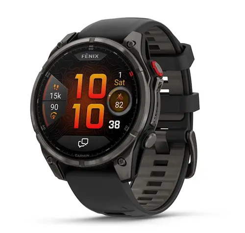 Garmin fēnix® 8 Pro – 47 мм, AMOLED - fēnix® 8 Pro – 47 mm, AMOLED, Sapphire - Carbon grey DLC titanium с Black/pebble grey силиконова каишка 010-03198-01