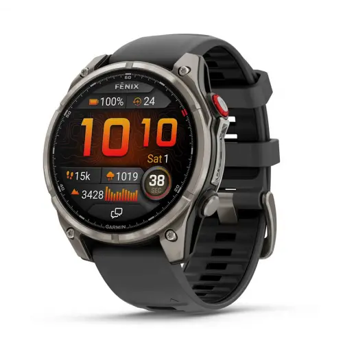 Garmin fēnix® 8 Pro – 47 мм, AMOLED - fēnix® 8 Pro – 47 mm, AMOLED, Sapphire - Titanium с Graphite/black силиконова каишка 010-03198-11