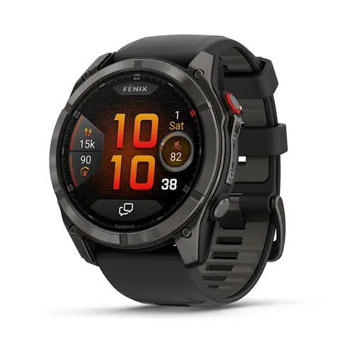 Garmin fēnix® 8 Pro – 51 мм, AMOLED - fēnix® 8 Pro – 51 мм, AMOLED, Sapphire - Carbon grey DLC titanium с Black/pebble grey силиконова каишка 010-03199-01