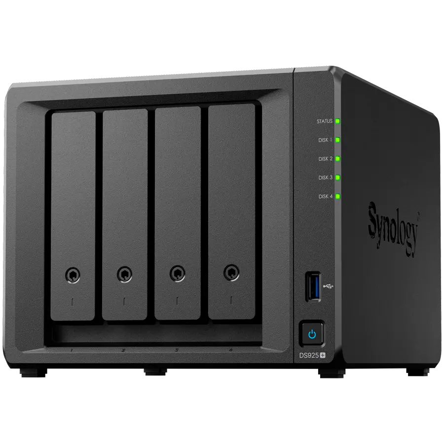 Synology DiskStation DS925+ Tower, 4 locașuri 3.5'' SATA HDD/SSD, 2 x slot M.2 2280 NVMe SSD, CPU AMD Ryzen V1500B 4 nuclee 2.2 GHz, 4 GB DDR4 ECC - image 1