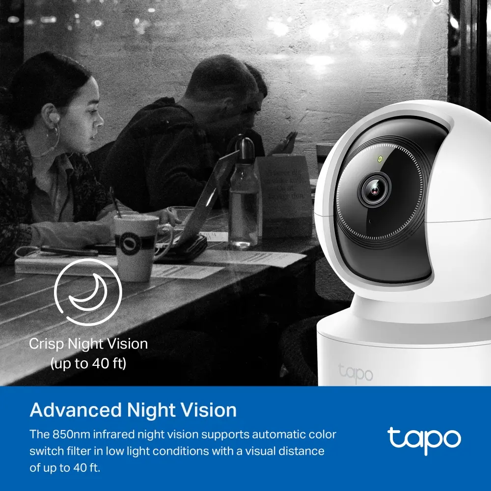 Камера TP-Link Tapo C222, 2K QHD, Pan/Tilt, WiFi, ден/нощ, indoor, mic - image 4