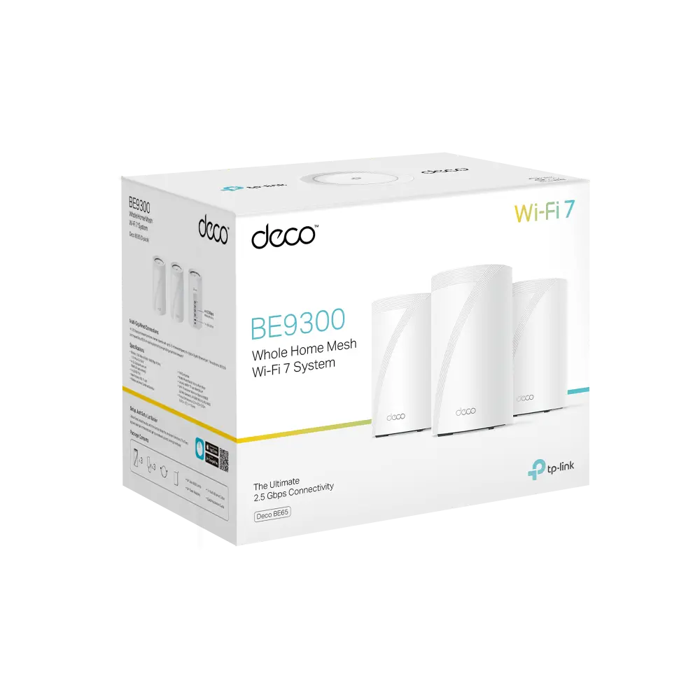 Безжичен рутер TP-LINK Deco BE65(3-pack), BE9300, 4x 2.5GbE, 1x USB3.0, Wi-Fi 7 - image 7