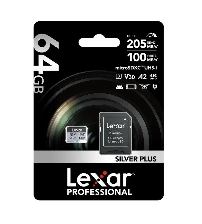 CARD DE MEMORIE micro SDXC 64GB 205/100MB/s UHS-I,A2,V30,U3 LEXAR