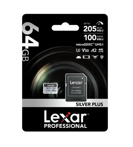 КАРТА ПАМЕТ micro SDXC 64GB 205/100MB/s UHS-I,A2,V30,U3 LEXAR