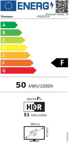 Телевизор, Thomson Smart QLED TV 43"; Google TV; 3840 x 2160 (4K UHD), 4000:1, QLED, 60 Hz, DVB-T/T2/C/S/S2, HDR10, Hotel mode, Wi-Fi, Bluetooth, LAN, HDMI 2 (2.0) + 2 (2.1), USB 2 (2.0) + 1 (3.0), Central Swivel Stand, Dark gray - image 13
