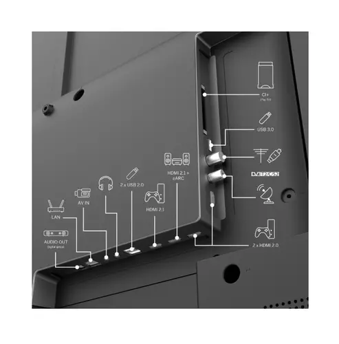 Телевизор, Thomson Smart QLED TV 43"; Google TV; 3840 x 2160 (4K UHD), 4000:1, QLED, 60 Hz, DVB-T/T2/C/S/S2, HDR10, Hotel mode, Wi-Fi, Bluetooth, LAN, HDMI 2 (2.0) + 2 (2.1), USB 2 (2.0) + 1 (3.0), Central Swivel Stand, Dark gray - image 2