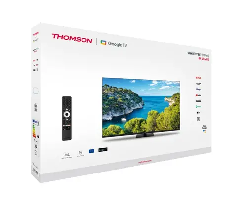 Телевизор, Thomson Smart UHD TV 55"; Google TV; 3840 x 2160 (4K UHD), 4000:1, DLED, 60 Hz, DVB-T/T2/C/S/S2, HDR10, Wi-Fi, Bluetooth, LAN, HDMI 2 (2.0) + 2 (2.1), USB 2 (2.0) + 1 (3.0),Central Swivel Stand, Black - image 6