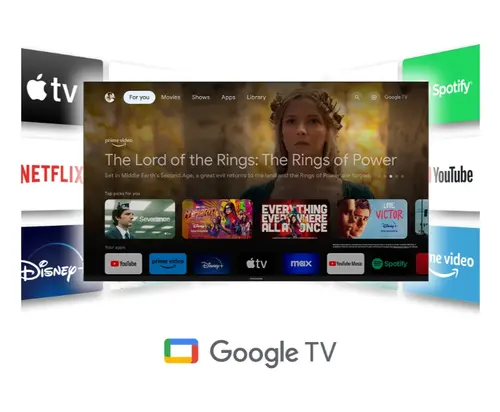 Телевизор, Thomson Smart UHD TV 55"; Google TV; 3840 x 2160 (4K UHD), 4000:1, DLED, 60 Hz, DVB-T/T2/C/S/S2, HDR10, Wi-Fi, Bluetooth, LAN, HDMI 2 (2.0) + 2 (2.1), USB 2 (2.0) + 1 (3.0),Central Swivel Stand, Black - image 8