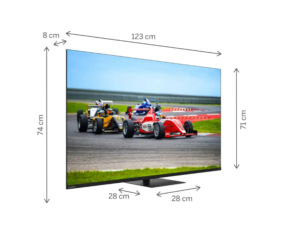 Телевизор, Thomson Smart QLED Pro TV 55"; Google TV; 3840 x 2160 (4K UHD), DLED, 144 Hz, DVB-T/T2/C/S/S2, HDR10, Wi-Fi, Bluetooth, LAN, HDMI 4 (2.1), USB 2 (2.0) + 1 (3.0), Central Swivel Stand, Black - image 1