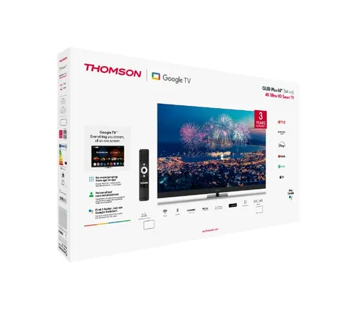 Телевизор, Thomson Smart QLED Plus TV 65"; Google TV; 3840 x 2160 (4K UHD), QLED, 4000:1, 60 Hz, DVB-T/T2/C/S/S2, HDR10, Wi-Fi, Bluetooth, LAN, HDMI 2 (2.0) + 2 (2.1), USB 2 (2.0) + 1 (3.0),Built-in Front Speakers, Central Swivel Stand, Black - image 6