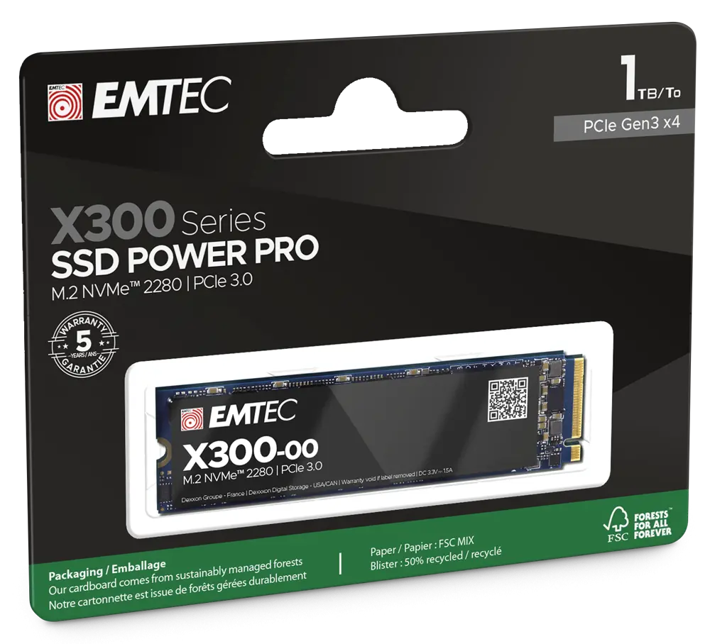 Твърд диск, EMTEC X300 1T M2 PCIE3 - image 2