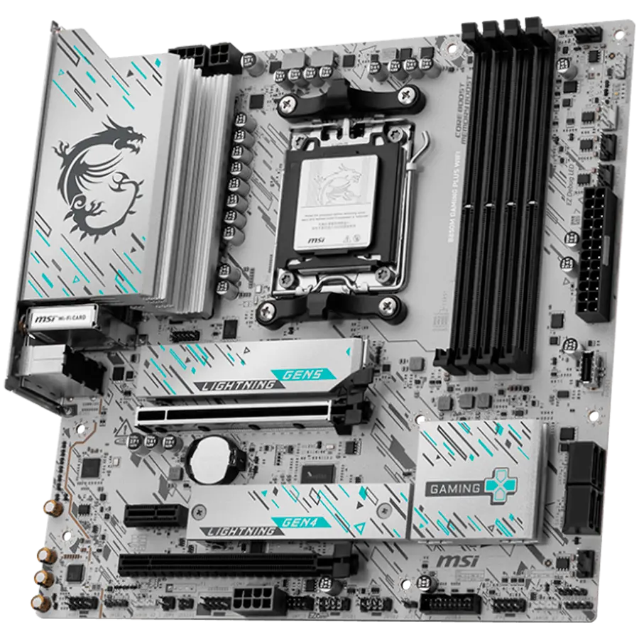 MSI B850M GAMING PLUS WIFI, mATX, Socket AM5, 4x DDR5 Dual Channel DDR5 up to 8200(OC)MHz, 2x PCIe x16 slot, 2x M.2 slot, 3x USB 5Gbps, 3x USB 10Gbps, 2x USB 10Gbps Type-C, HDMI, DP, 7.1 HD Audio, 5G LAN, WiFI 7, BT, 3Y - image 2