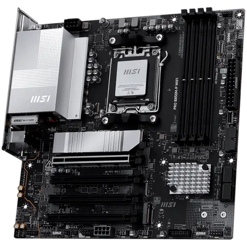 MSI PRO B850M-P WIFI, mATX, Socket AM5, 4x DDR5 Dual Channel DDR5 up to 8200(OC)MHz, 4x PCIe x16 slot, 3x M.2 slot, 4x USB 2.0, 2x USB 5Gbps, 1x USB 10Gbps, 1x USB 10Gbps Type-C, DP, 7.1 HD Audio, 5G LAN, WiFI 7, BT, 3Y - image 2