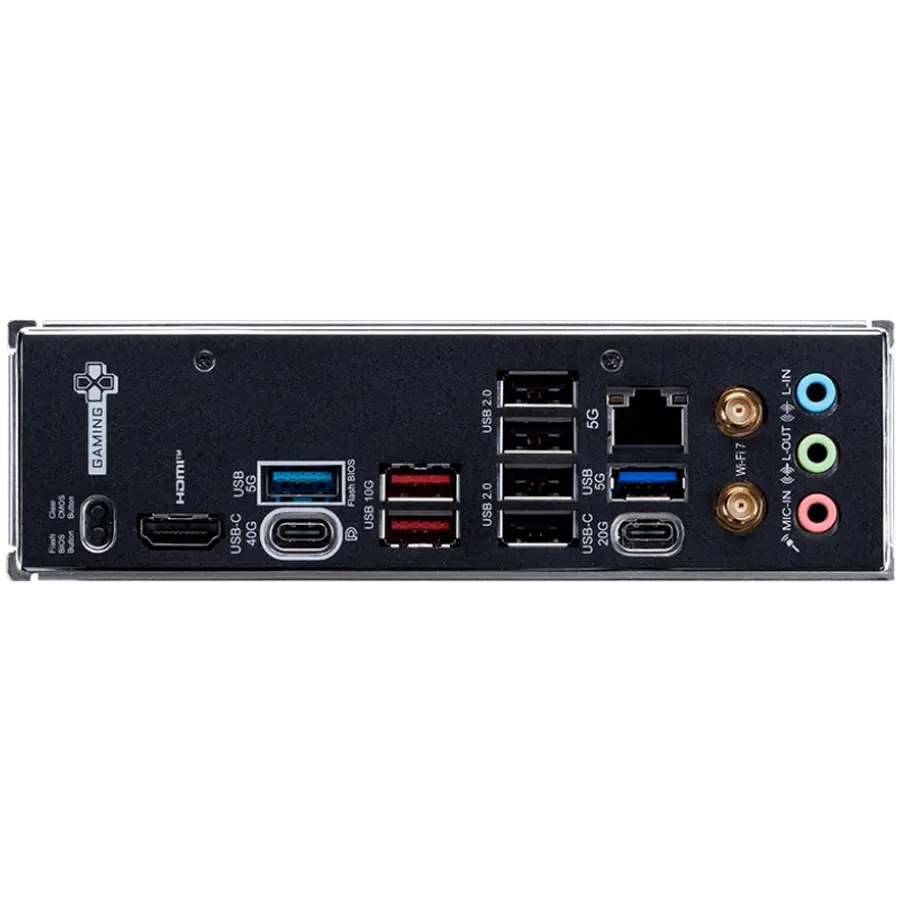 MSI X870E GAMING PLUS WIFI, ATX, Socket AM5, 4x DDR5 Dual Channel DDR5 up to 8200(OC)MHz, 3x PCIe x16 slot, 3x M.2 slot, 4x USB 2.0, 2x USB 5Gbps, 2x USB 10Gbps, 1x 20Gbps Type-C, 1x 40Gbps Type-C, HDMI, 7.1 HD Audio, 5G LAN, WiFI 7, BT, 3Y - image 3
