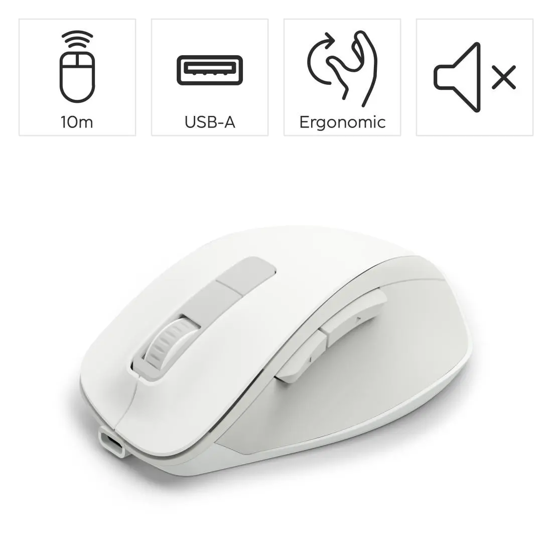 HAMA Ασύρματο οπτικό ποντίκι WM-500 Recharge, λευκό, 6 κουμπιά, 800/1200/1600 dpi, αθόρυβο - image 9