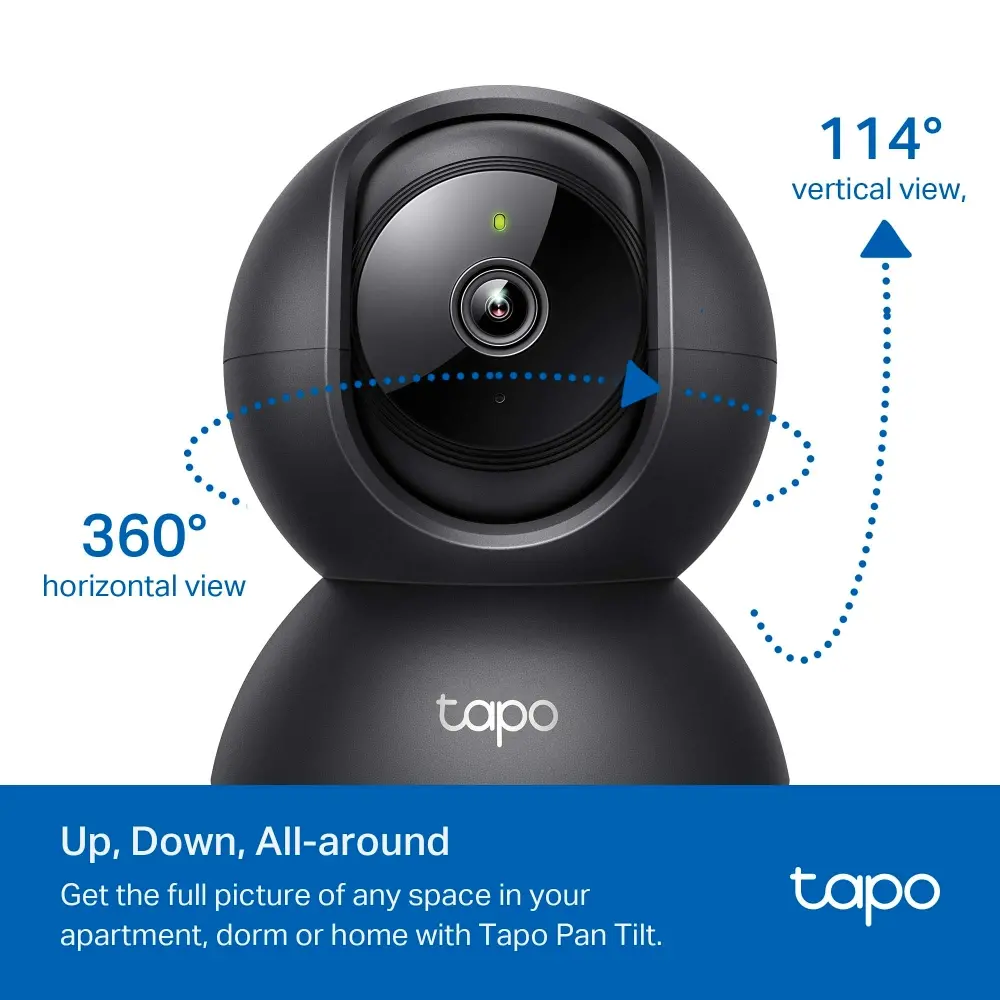 Камера TP-Link Tapo C201, Pan/Tilt, 1080p, ден/нощ до 9м., Micro SD, черна - image 3