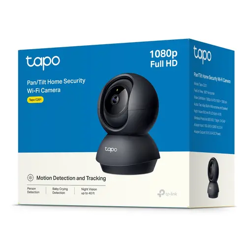 Камера TP-Link Tapo C201, Pan/Tilt, 1080p, ден/нощ до 9м., Micro SD, черна - image 7