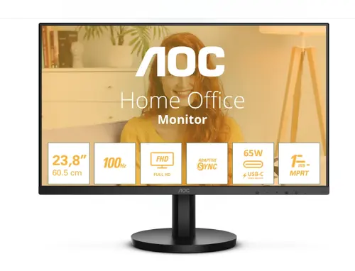 Монитор, AOC 24B3CA2, 23.8" IPS WLED, 1920x1080@100Hz, 4ms GtG, 1ms MPRT, 250cd m/2, 1300:1, 20M:1 DCR, Adaptive Sync, FlickerFree, Low Blue Light, 2Wx2, Tilt, HDMI, USB hub