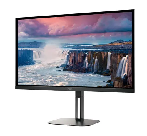 Монитор, AOC Q27V5N/BK, 27" VA WLED, 2560x1440@75Hz, 4ms GtG, 300cd m/2, 4000:1, 20M:1 DCR, Adaptive Sync, FlickerFree, Low Blue Light, 3Wx2, Tilt, Height Adjust, Pivot, Swivel, 2xHDMI, 2xDP
