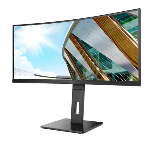 Монитор, AOC CU34P2A, 34" Curved 1500R, VA, WLED, 3440x1440@100Hz, 4ms GtG, 1ms MPRT, 300cd m/2, 3000:1, 50M:1 DCR, Adaptive Sync, FlickerFree, Low Blue Light , 3Wx2, Tilt, Height Adjust, Swivel, 2xHDMI, DP, USB hub