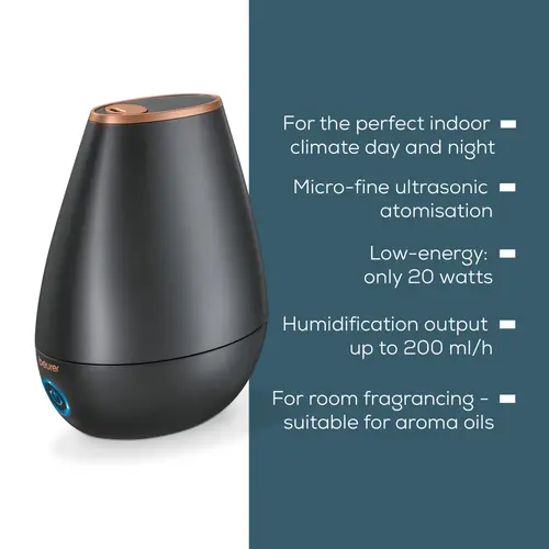 Овлажнител на въздух, Beurer LB 37 air humidifier black+ Beurer HM 22 thermo hygrometer - image 3