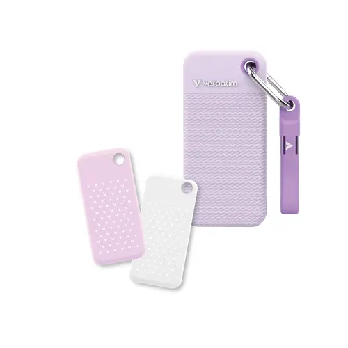 Твърд диск, Verbatim Pocket SSD USB 3.2 Gen 2 1TB Purple incl. two rubber sleeves