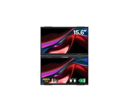 Monitor, Verbatim Portable 15.6" Dual Monitor Essentials - 2