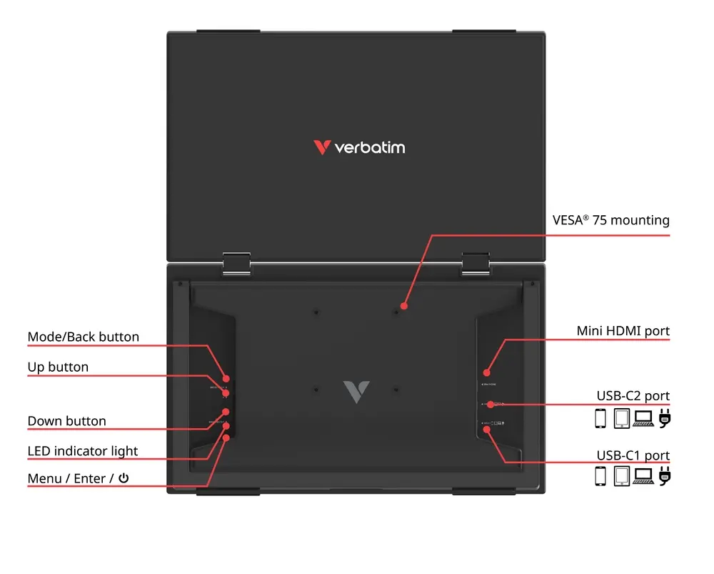 Monitor, Verbatim Portable 15.6" Dual Monitor Essentials - image 4
