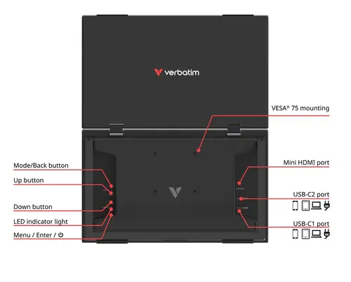 Οθόνη, Verbatim Portable 15.6" Dual Monitor Essentials - 5