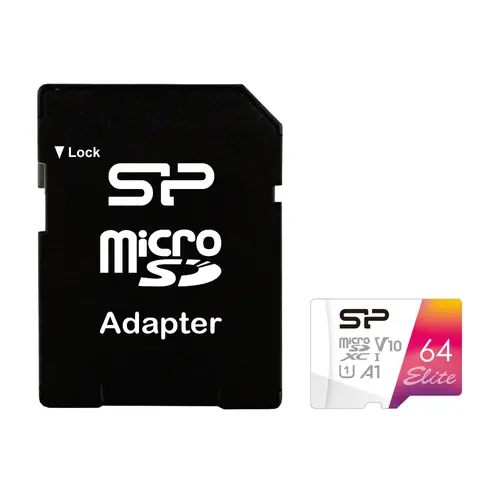 Card de memorie Silicon Power Elite Colorful 64GB, microSDXC, Class 10, adaptor SD - 1