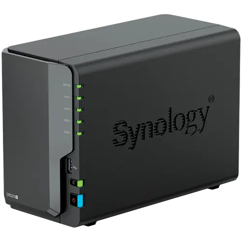 Synology DS225+, Tower, 2-bays 3.5'' SATA HDD/SSD, CPU Inte Celeron J4125 4-core (4-thread) 2.0 GHz, burst up to 2.7 GHz, 2 GB DDR4 non-ECC (expandable up to 6 GB), 1xRJ-45 1GbE LAN, 1xRJ-45 2.5 GbE LAN, 2xUSB 3.2 Gen 1, 1.3 kg, 3yr warranty - image 1
