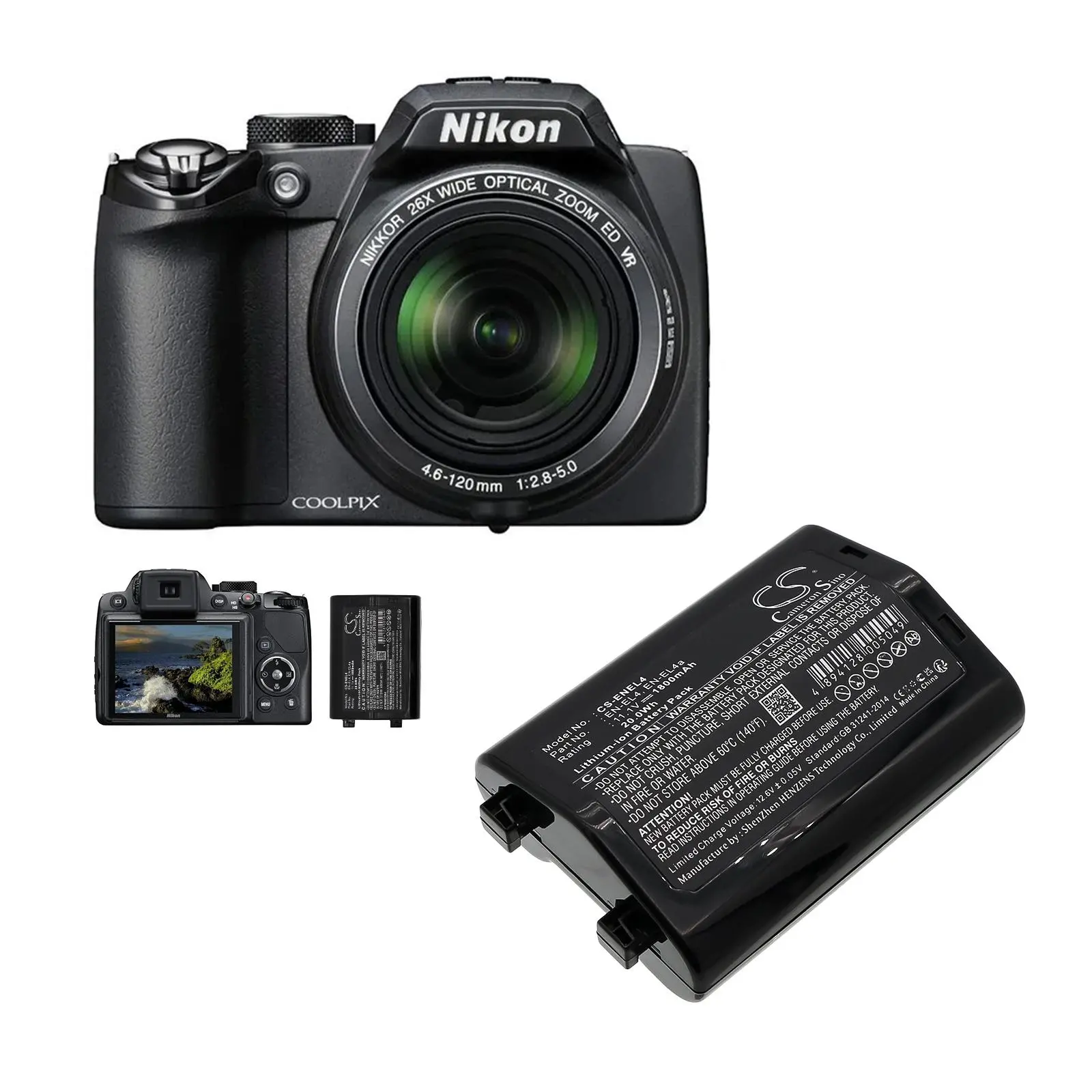 Батерия за апарат NIKON (EN-EL4) LiIon 11.1V 1800mAh Cameron Sino - image 1