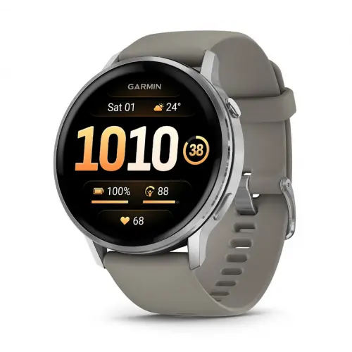 Garmin Venu® 4 - 45 мм - Venu® 4 - 45 мм, Silver с Silver Gray силиконова каишка 010-03014-01