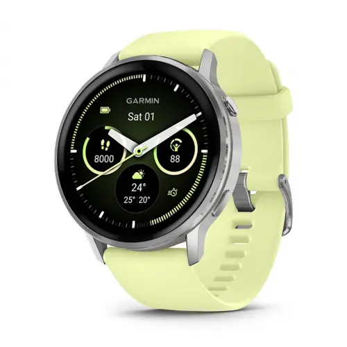 Garmin Venu® 4 - 45 мм - Venu® 4 - 45 мм, Silver с Citron силиконова каишка 010-03014-02
