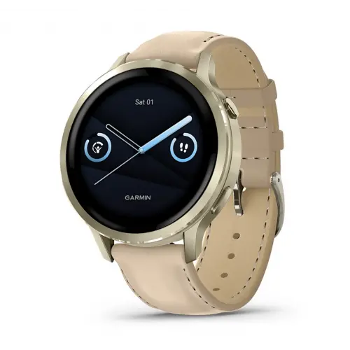 Garmin Venu® 4 - 41 мм - Venu® 4 - 41 мм, Lunar Gold с Light Sand кожена каишка 010-03013-03