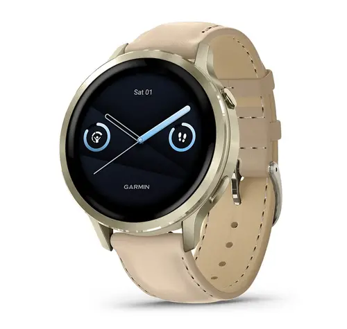 Garmin Venu® 4 - 41 мм - Venu® 4 - 41 мм, Lunar Gold с Light Sand кожена каишка 010-03013-03