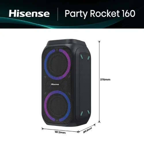Аудио система, Hisense Party speaker 2.0 Ch., 160W, BT, 12h play, Black - image 1