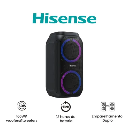 Ηχοσύστημα, Hisense Party speaker 2.0 κανάλια, 160W, BT, 12h αναπαραγωγή, μαύρο - 1