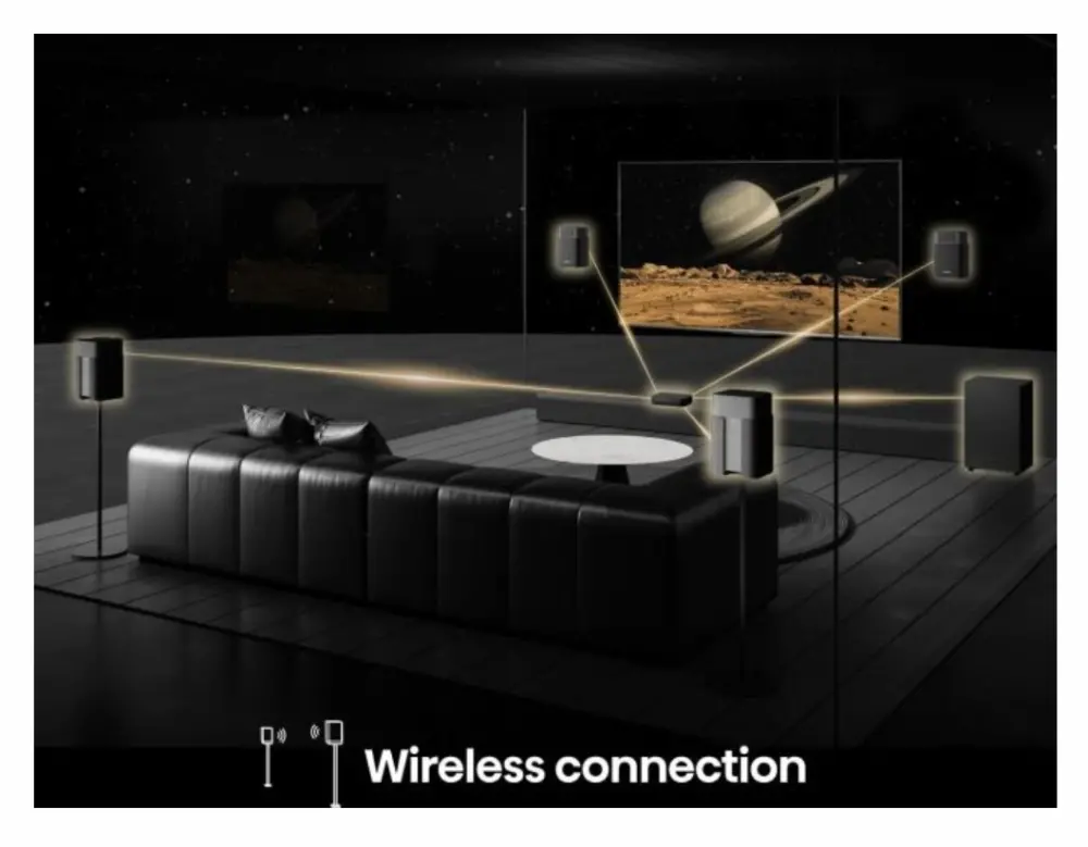 Аудио система, Hisense HT Saturn, 4.1.2Ch Sound Bar with Wireless Subwoofer, 720W, Dolby Atmos, Tuned by Devialet , DTS:X,Quad Satellite Speakers , Black - image 7