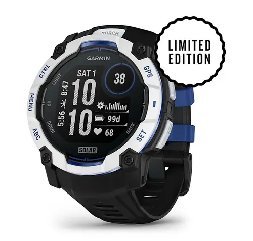 Garmin Instinct® 3 – 50 мм, Solar - Instinct® 3 – 50 мм, Solar - Whitestone с Black/Bolt Blue каишка 010-02935-03